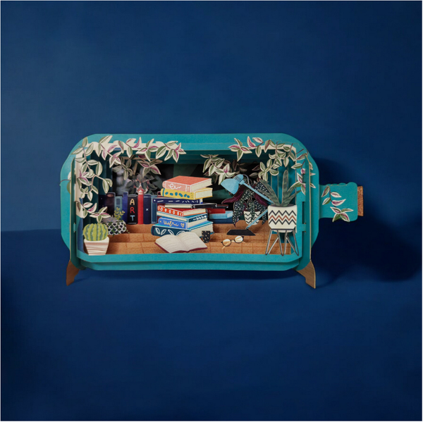 Pullopostia 3D Pop up -kortti kirjat ja kasvit