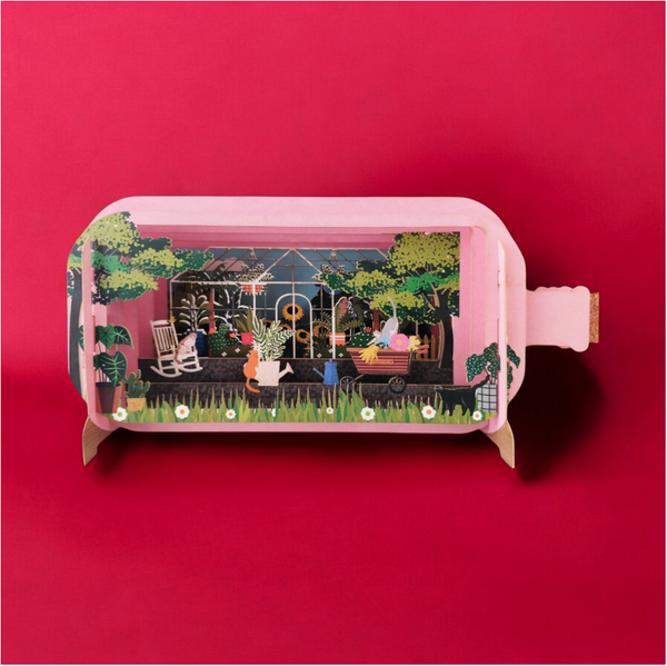 Pullopostia 3D Pop up -kortti Kissat ja kasvihuone