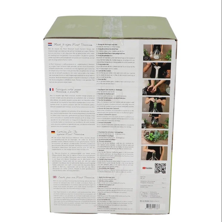 Terraariopullon laatikossa on ohjeet terraarion valmistukseen.