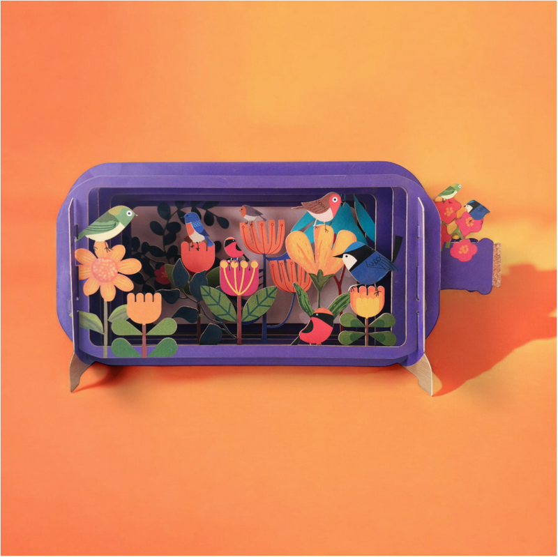 Pullopostia 3D Pop up -kortti Linnut ja kukat