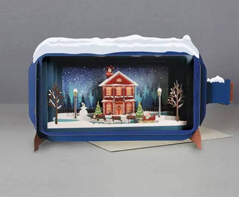 Pullopostia joulu 3D Pop up -kortti Joulupukki piipussa