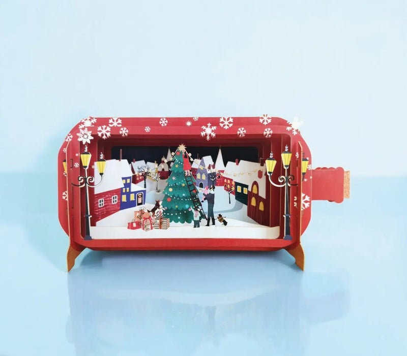 Pullopostia joulu 3D Pop up -kortti Kyl&auml;n joulukuusi