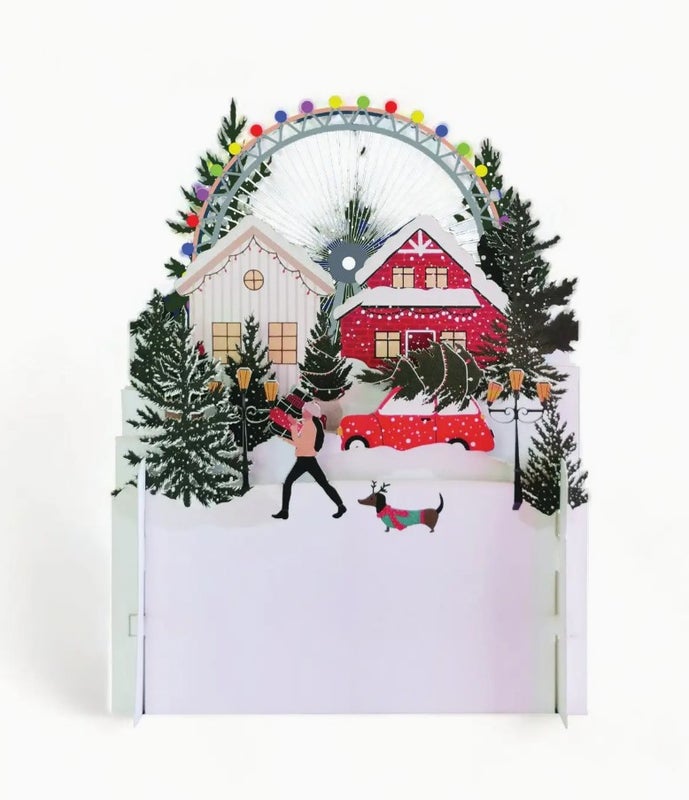 Joulu 3D Pop up -kortti Joulupuuhissa
