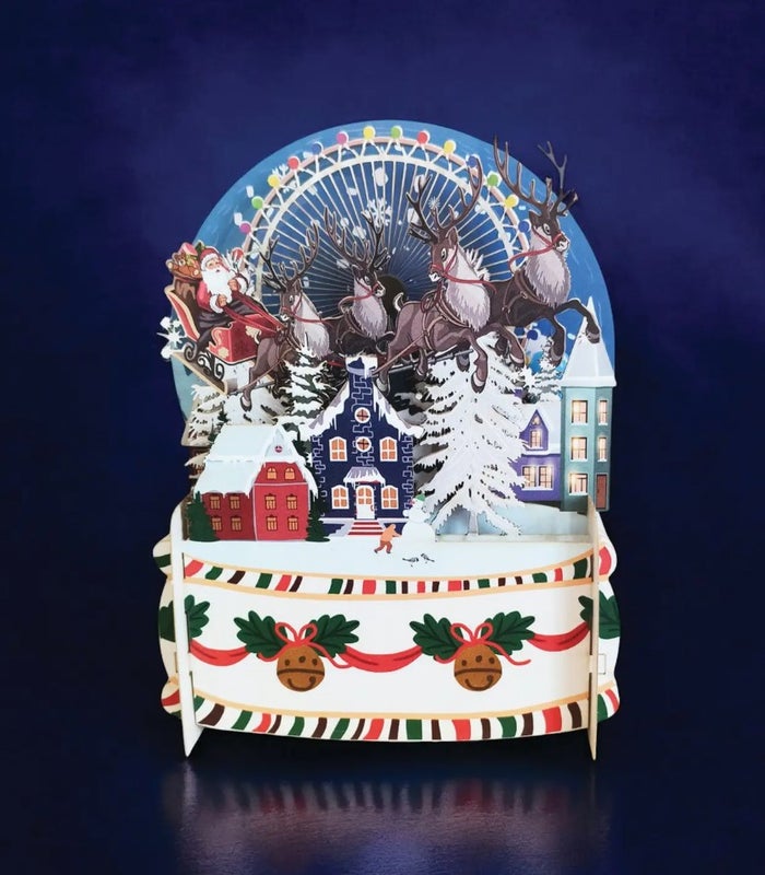 Joulu 3D Pop up -kortti Porot lent&auml;&auml;!